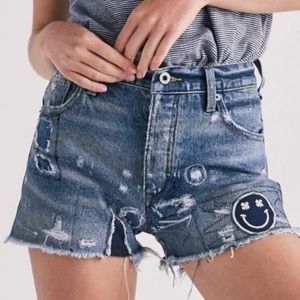 Lucky Brand Smiley Face Patchwork Denim Shorts